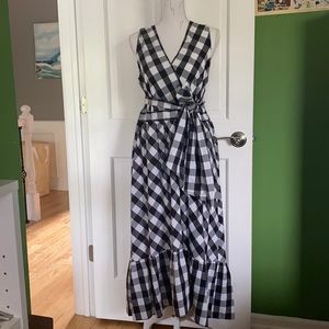 Jcrew sleeveless faux-wrap  Gingham Dress NWT s 14